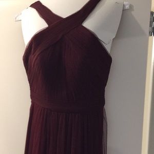 Burgundy maroon wine bridesmaid dress maxi